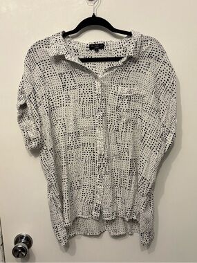 Velvet Heart Spot-Print Button-Up Shirt - White/Black by